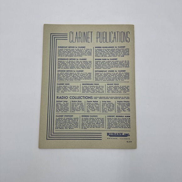 Modern Pares Foundation Studies for Clarinet Harvey S Whistler 1941 Music Sheets - Picture 2 of 7